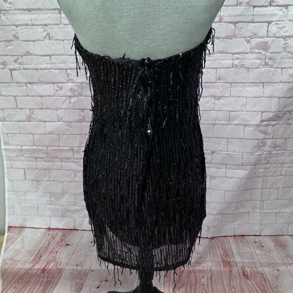 Women's Tube Sequin Fringe Mini Bodycon Dress - Wild Fable Dark Gray  size Large - Picture 5 of 8